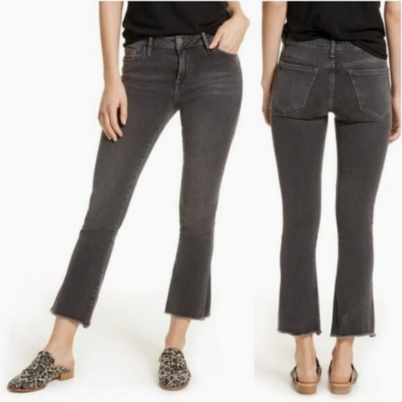 Free People Denim - Free People Grey Straight Leg Raw Hem Crop Jean 28